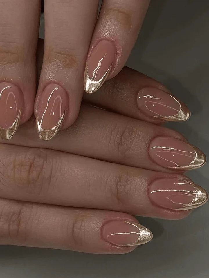 Gold French Style Press-on Nails