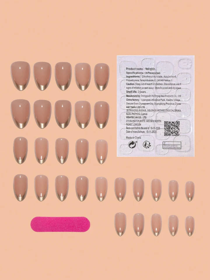 Gold French Style Press-on Nails