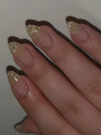 Yellow Base Color Burst Glitter Gold Press-on Nails