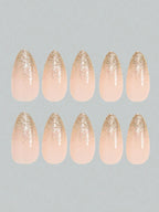 Yellow Base Color Burst Glitter Gold Press-on Nails