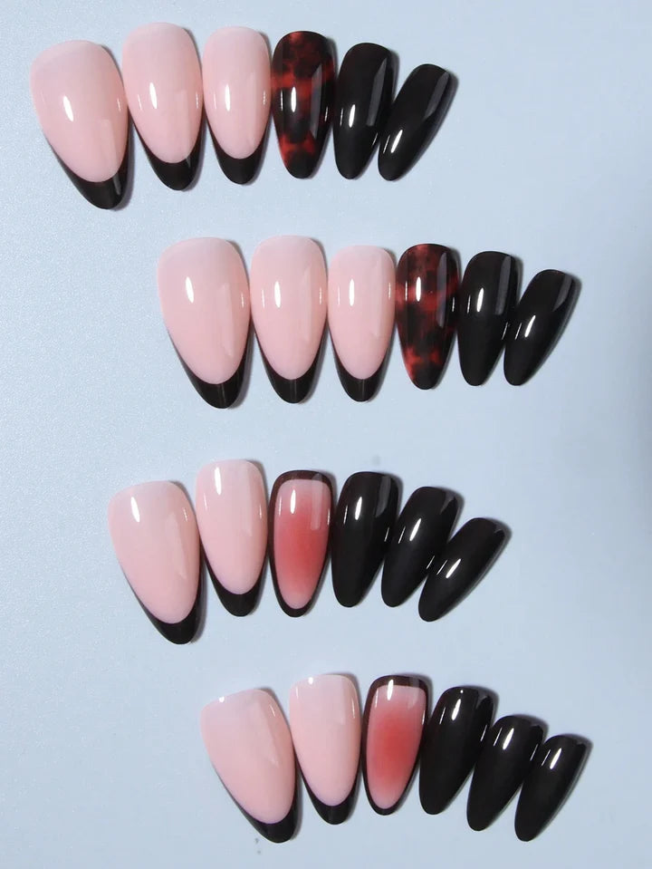 French Tip Leopard Almond Nails