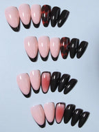 French Tip Leopard Almond Nails