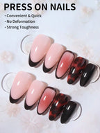 French Tip Leopard Almond Nails