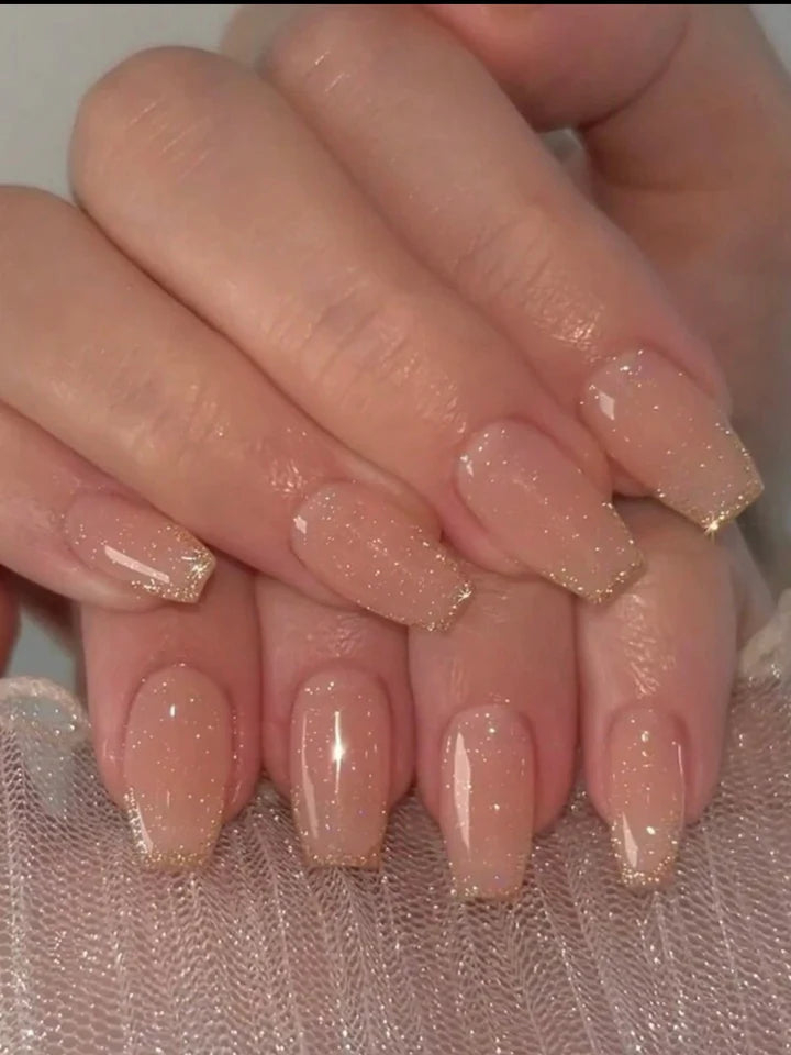 Short Coffin Glitter Press On Nails