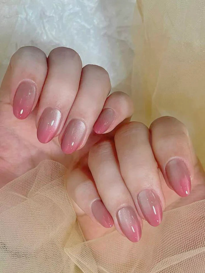 Cat Eye Ombre Oval Shape press-ons  Nails