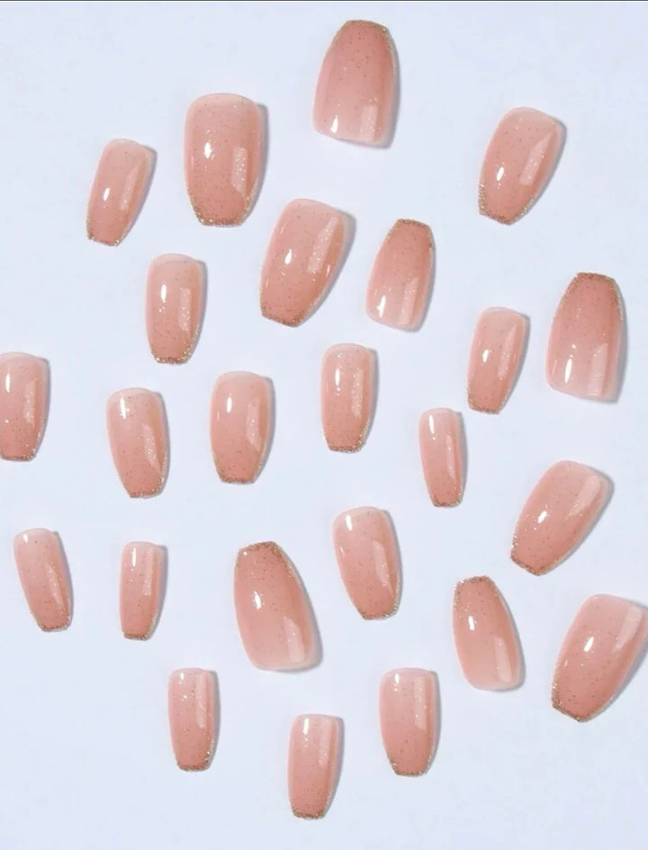 Short Coffin Glitter Press On Nails