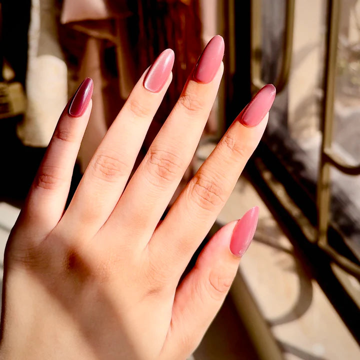 Plum Cat Eye Press On Nails