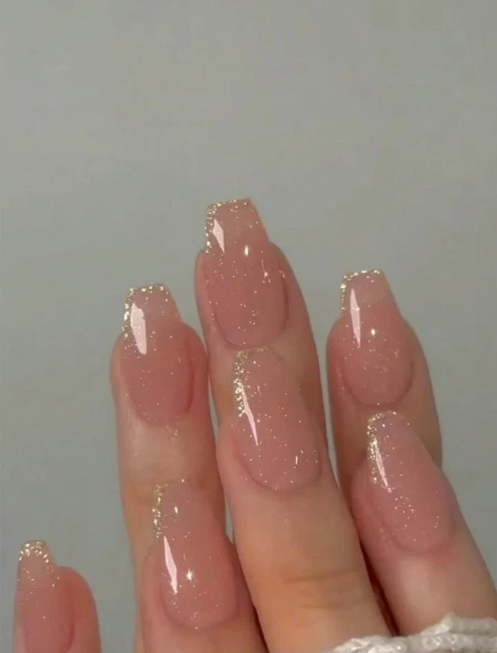 Short Coffin Glitter Press On Nails