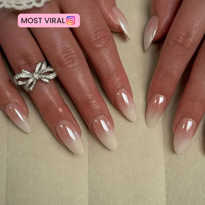 Nude Ombre Almond Press On Nails