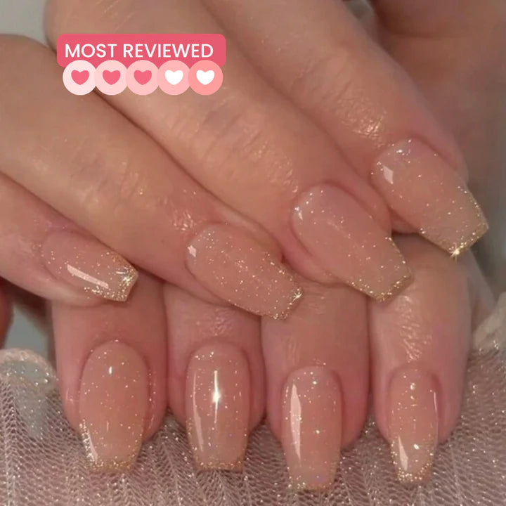 Short Coffin Glitter Press On Nails