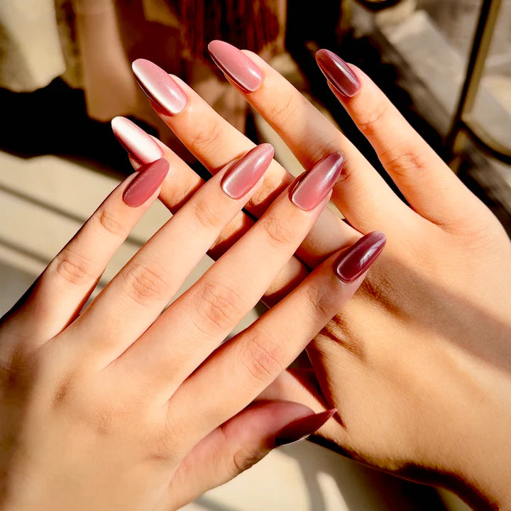 Plum Cat Eye Press On Nails