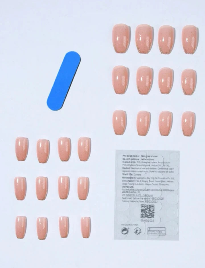 Short Coffin Glitter Press On Nails