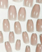 Silver Glitter Edge See-through Coffin Shaped Nails