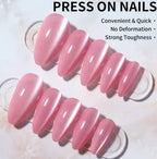 Pink Cat Eye Almond Nails