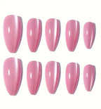 Pink Cat Eye Almond Nails