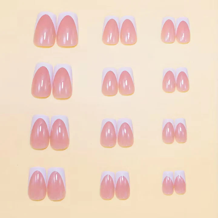 Short Square White French Nails