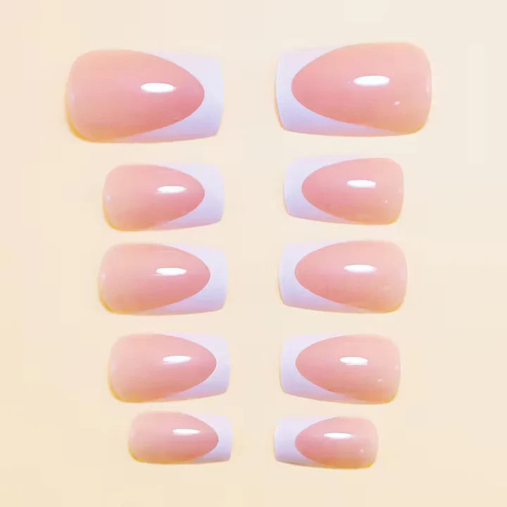 Short Square White French Nails