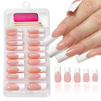 Pink white long coffin press nail set