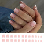 Square False Nails French Manicure Fake Tips