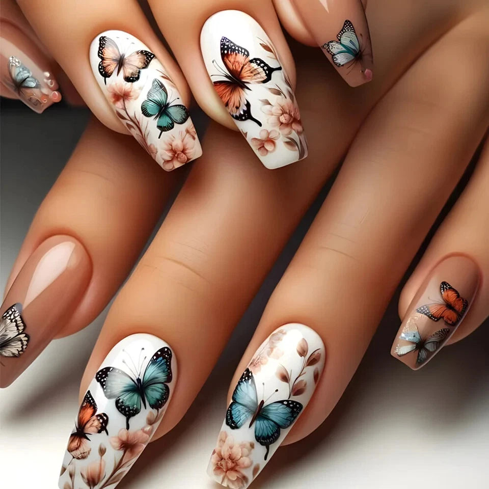 Butterfly Press on Nails New Design - 24Pcs Set
