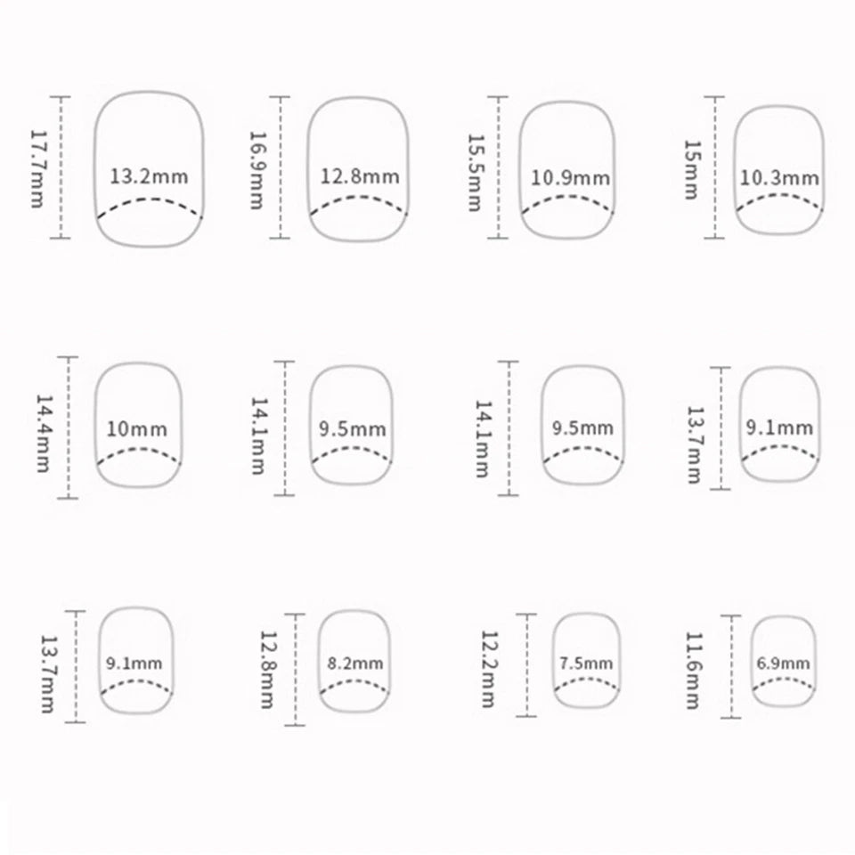 Square Shape Handmade Press On Nails, 10 Pcs